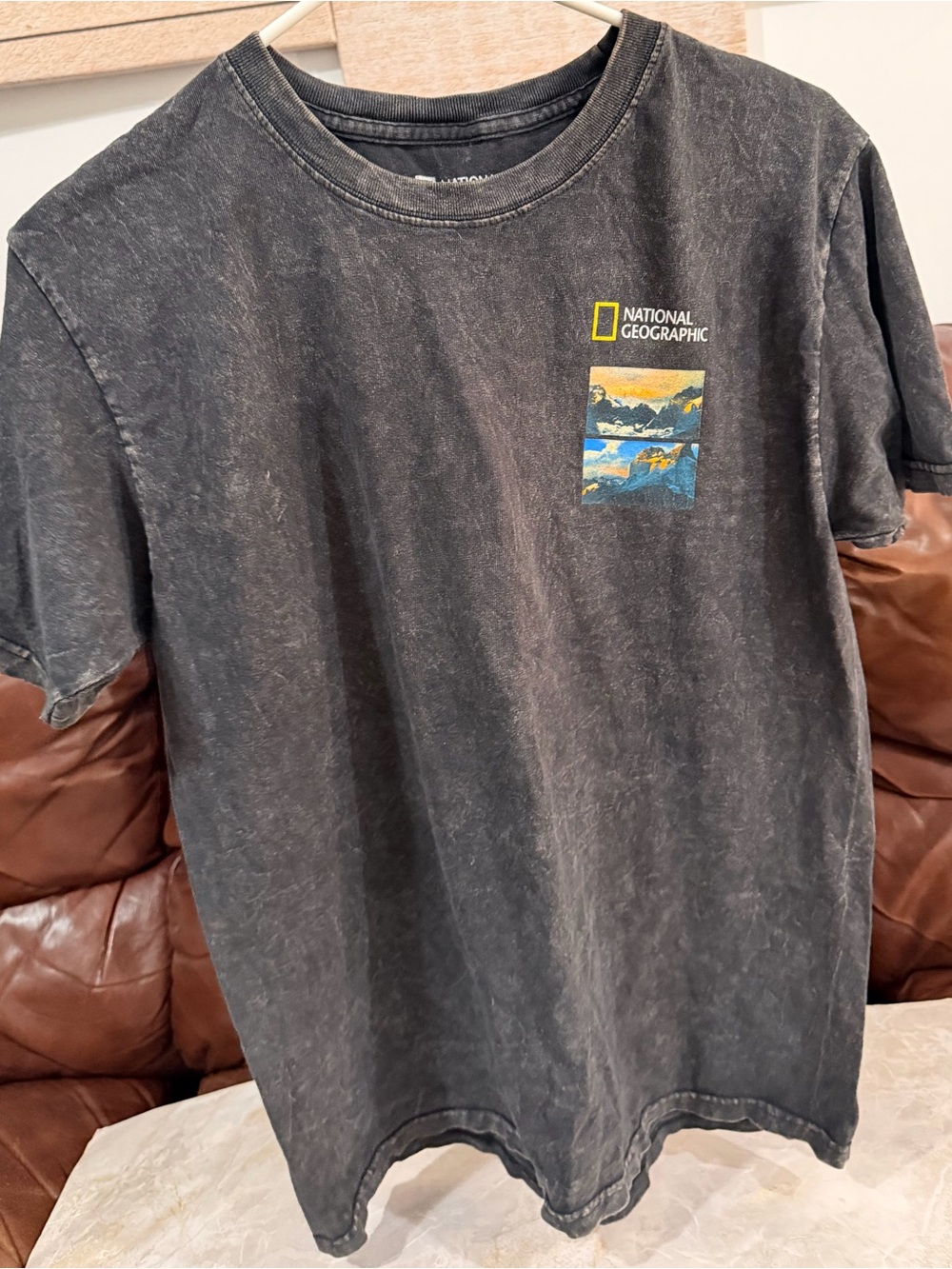 National Geographic Black Short-Sleeve Tee with Multicolor Nature Patch